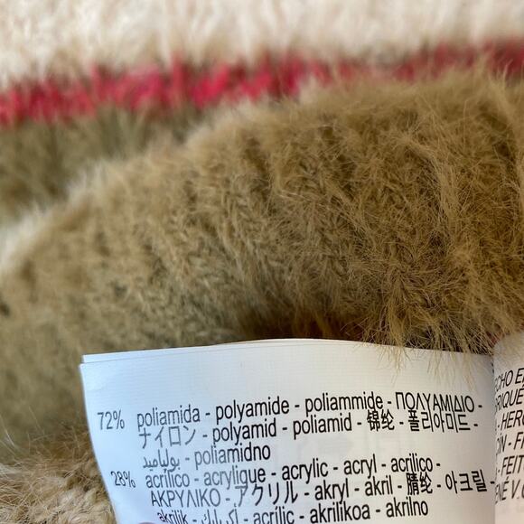 ZARA Fuzzy Striped Polo Sweater Men XL Retro 90s Cozy Knit Olive Green NWT - Picture 5 of 9